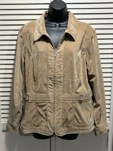 VETEMENTS Giacca Christopher & Banks colore cammello morbido velluto a coste manica lunga zip taglia XL