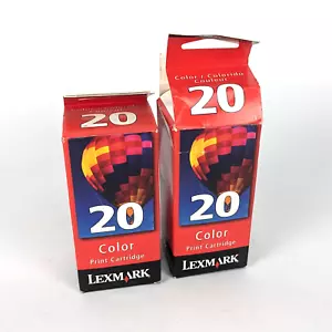 Lexmark 20 Color Print Ink Cartridge LOT OF 2x - genuine sealed 2005 15M0120 - Picture 1 of 5