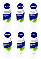 6 x Nivea Hand Cream Soothing Care Moisturising  Skincare Aloe Vera 75ml