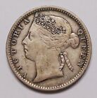 Straits Settlements 1894 SILVER 10 Cents VF+ HIGH Grade Victoria UK Colony Coin