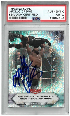 APOLLO CREWS SIGNED AUTOGRAPH SLABBED WWE 2021 TOPPS FOIL CARD PSA DNA - Image 1 of 2