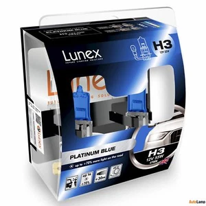 2x Lunex H3 PLATINUM BLUE 4700K Ampoules Phare Halogene PK22s Hard Case - Picture 1 of 1
