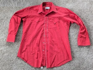 H Bar C Western Shirt Mens L Large Red Snap Button California Ranchwear - Picture 1 of 4