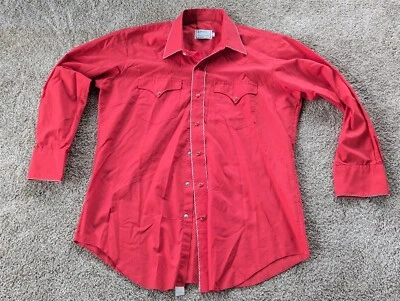 H Bar C Western Shirt Mens L Large Red Snap Button California Ranchwear - Image 1 of 4