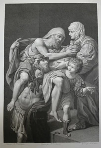 19th century Nikolai Ivanovich Utkin Russian Engraving Aeneas Carrying Father - Picture 1 of 2