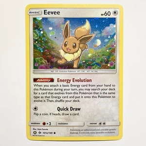 Eevee 101a/149 Pokemon Sun & Moon Base Set Cosmos Holo Rare Card Near Mint+ - Picture 1 of 6