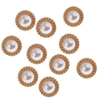 10pcs Round Crystal Faux Pearl Shank Buttons Costume Sewing - Image 1 of 4