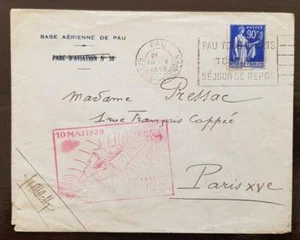FRANCE 1ère liaison aérienne de nuit PARIS-PAU 10 mai 1939 N°368 seul sur lettre - Imagen 1 de 1
