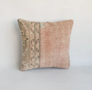 Vintage Turkish Rug Pillow Case, 16x16 inc Decorative Pillow Cover Bed Pillow - Picture 1 of 9