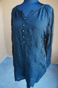 NEW 4 Love & Liberty Johnny Was Black Embroidered Sheer Silk Lace Blouse Top S - Picture 1 of 10