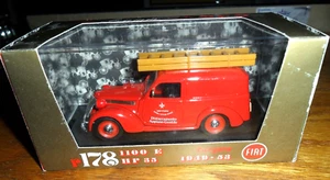 1/43 BRUMM DIECAST R178 FIAT 1100 E FIRE SERVICE Red VAN w/ Ladders in Box - Picture 1 of 5