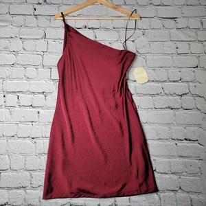 Altar'd State Tonaya Wine Red Asymmetrical Shoulder Mini Dress NWT Size L - Picture 1 of 13
