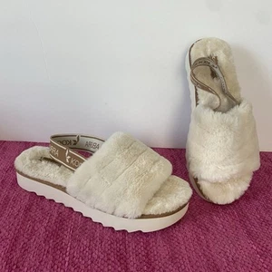 Koolaburra By Ugg Fuzz’n II Slide Sandals Slippers Cream Tan Size 9 - Picture 1 of 11