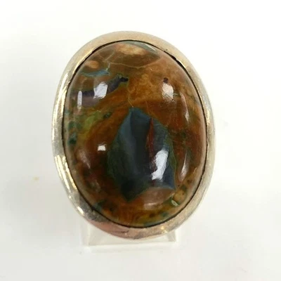 Anillo de ágata grande de plata de ley talla 6 1/2 - 9,41 g Foto 1 de 4