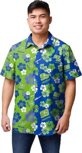 Camisa hawaiana FOCO para hombre NASCAR #99 verde azul talla L Daniel Suárez nueva con etiquetas - Imagen 1 de 5