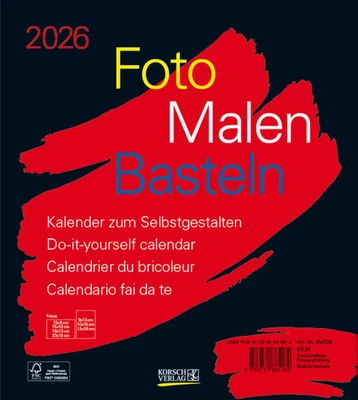 KORSCH VERLAG GMBH Foto-Malen-Basteln Bastelkalender schwarz 2026 Verlag Korsch Kalender 14 S. 2026