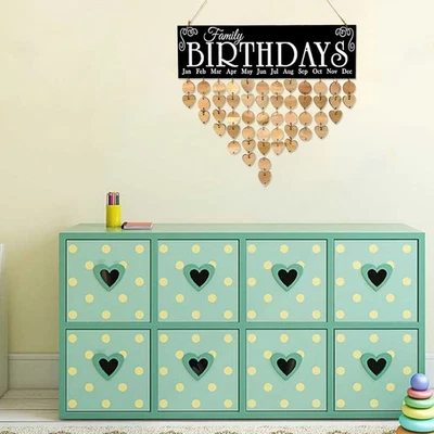 Calendar Ornaments Birthday Reminder Wooden for Hanging Home Decor - Image 1 of 4