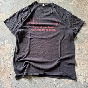 Vintage 90s Graphic T-Shirt Men’s Medium Black Red For a Minute There Quote - Picture 1 of 5