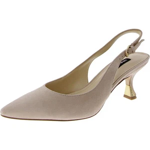 Nine West Womens Jannit Leather Kitten Slingback Heels Shoes BHFO 9981 - Picture 1 of 3