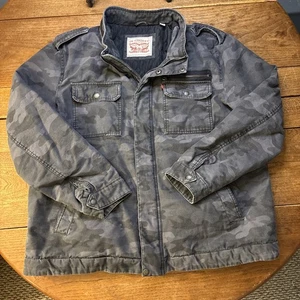 Levi's Herren gewaschen 100 % Baumwolle zwei Taschen Militär Jacke 2XL - Bild 1 von 15