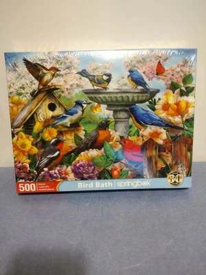 New / Sealed Bird Bath 500 Piece Jigsaw Puzzle Springbok  (Made in USA) - Image 1 of 4