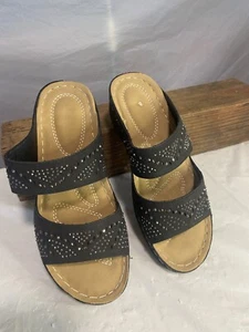 Leichte Sommer-Wedges Damen schwarz Glitzer - Größe 8 - NEU ohne Etikett - Bild 1 von 11