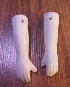 Vintage porcelain/bisque collectible 3 " arms doll parts W/ HOLES SEW ON WHITE E - Picture 1 of 4