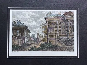 Radierung Aquarell Kunstwerk - Sowjetzeit 1990/1991 - signiert - gerahmt - 2er Set - neuwertig Vintage - Bild 1 von 16