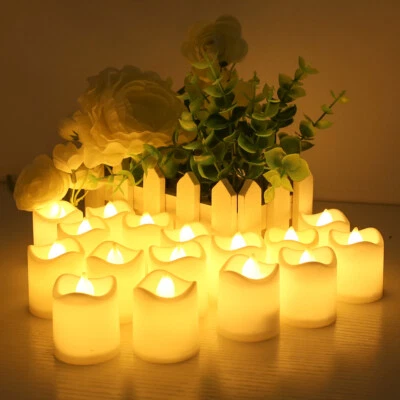 Juego de 24/48 piezas luces de té LED sin llama velas votivas lámpara decoración a pilas Foto 1 de 4