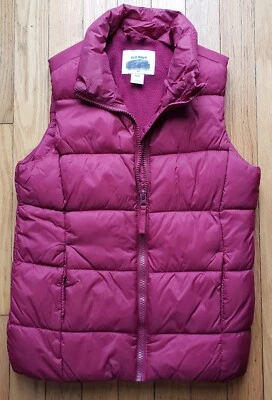 ANTIGUO CHALECO ACOLCHADO AZUL MARINO Niñas Talla 8 Forro polar Bolsillos con cremallera Color Frambuesa Foto 1 de 4