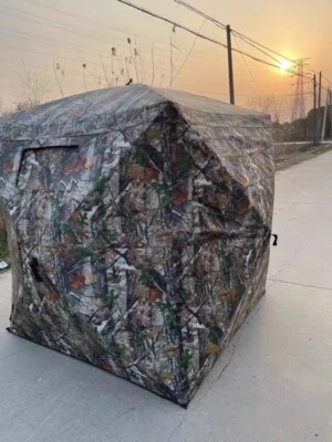 Portable 2-3 Person 270 Degree See Through Ground Camouflage Hunting Blind Tent - Image 1 of 4