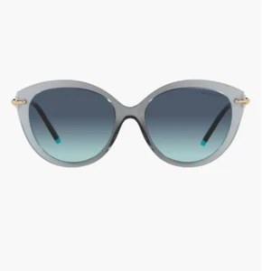 Tiffany & Co 55mm Cat Eye Sunglasses Clear Blue Gradient with Gold Accents - Picture 1 of 13
