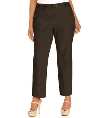 Charter Club Pants Brown Curvy Slimming Belted Slim-Leg Ankle Slacks Size 18 NWT - Image 1 of 2