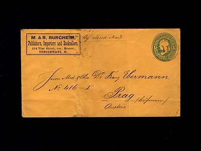 Burgheim Cincinnati By Closed Mail 1c Franklin PSE Cover - Prague Austria 9o - Image 1 of 2