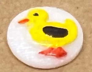 Adorable Kiddie HP White Glass w Raised Design Yellow DUCK Button 1/2” Vintage - Picture 1 of 6