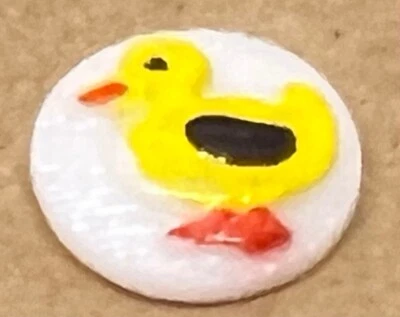 Adorable Kiddie HP White Glass w Raised Design Yellow DUCK Button 1/2” Vintage - Image 1 of 4