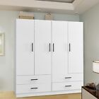 Tall Armoire Wardrobe Closet,Wardrobe Closet with 4 Drawers and 4 Doors,White