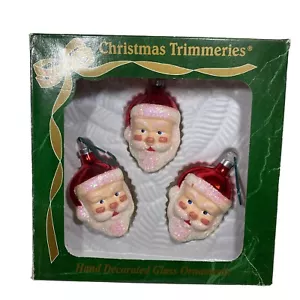 Juego de 3 vidrios de Navidad vintage Bradford Trimmeries Santa Claus - Imagen 1 de 5
