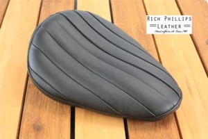 Black Tuck and Roll Rich Phillips Leather Chopper Motorcycle Seat Sportster - Picture 1 of 1