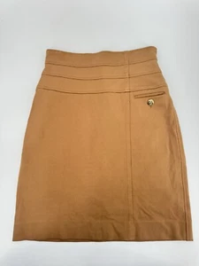 Zac Posen Pencil Skirt Knee Length Camel Brown Knit Z Spoke Career Bottom Sz S - Picture 1 of 10