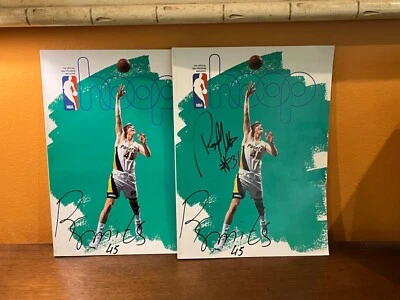 2 1995 年 NBA HOOP Mags 印第安纳步行者队 Rik Smits 封面带 Reggie Miller 亲笔签名 — 第 1/4 张图片