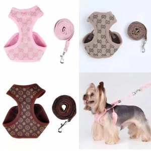 Small Dog Cat Puppy Harness+Lead Leash Set Pet Chihuahua Mesh Vest Adjustable UK - Picture 1 of 11