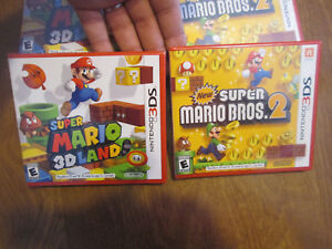 Super Mario 3D Land + New Super Mario Bros. 2 Nintendo 3DS RED CASE SET NEW LOT