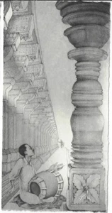 CHRISTIAN MISCHKE: Neujahrsgraphik P. F. 2000, "Vishnu-Trommler" - Picture 1 of 1