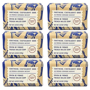 (6) Bars  Trader Joe's Oatmeal Exfoliant Bar Almond Ginger Scent Bar Soap 8.8oz - Picture 1 of 2