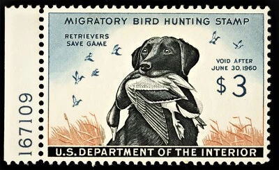 #RW26 1959 US Federal Duck Stamp $3 Migratory Bird Hunting MNH OG CENTERED #82 - Image 1 of 2