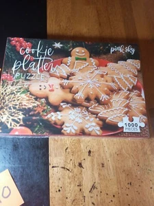 Pink Sky Cookie Platter Jigsaw Puzzle 1000 Pieces Gingerbread Man Christmas NEW - Picture 1 of 4