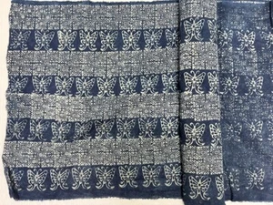 Butterfly Blue Indigo Cotton Batik Fabric Wax Resist Dyeing Hand Printed 480 .cm - Picture 1 of 6