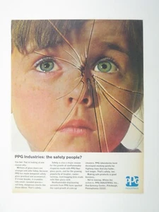 Vintage 1960s PPG Industries Safety Glass Print Ad Image Child Broken Glass - Picture 1 of 2