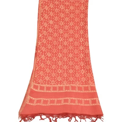 Sanskriti Vintage Peach Dupatta Long Stole Pure Cotton Printed Premium Wrap Veil - Image 1 of 4